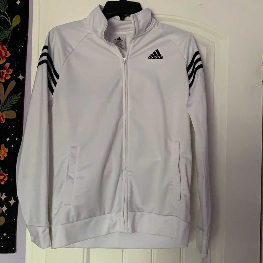 Boys White Adidas jacket. Size Large (14/16)